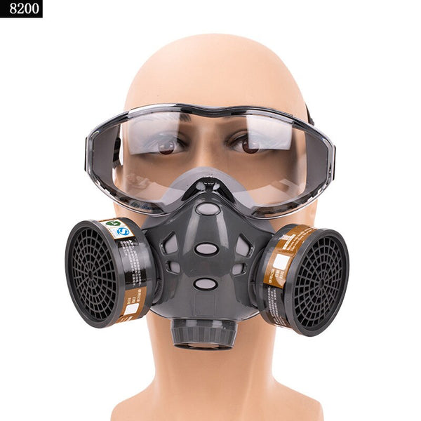 Full Face Gas Mask With Glasses Safety Spray Paint Chemical Pesticide Decoration Formaldehyde  Anti-Dust With Filter Respirator