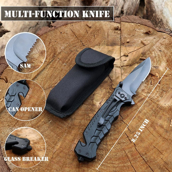 Survival Gear Kits 16 in 1 Outdoor Emergency SOS Survive Tool Supplies Tactical Knife Spoon Fork Pen for Camping Hiking Hunting