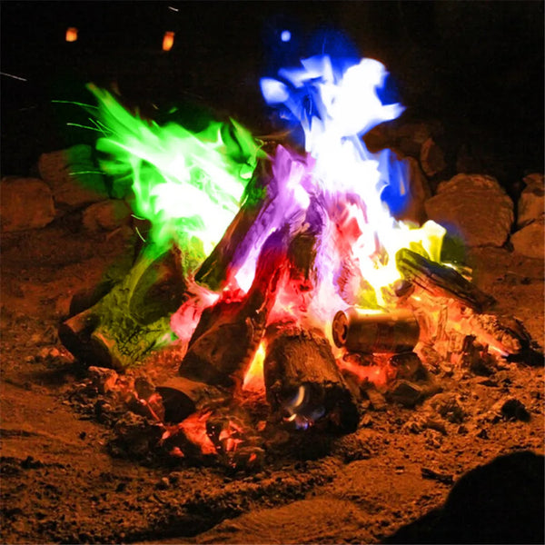 Magic Fire Colorful Flames Powder Bonfire Sachets Pyrotechnics Magic Trick Party Mysterious Fire Camping Hiking Survival Tools