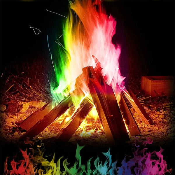 Magic Fire Colorful Flames Powder Bonfire Sachets Pyrotechnics Magic Trick Party Mysterious Fire Camping Hiking Survival Tools