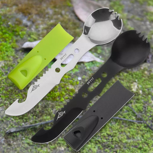 Multifunctional Camping Cookware Spoon Fork Bottle Opener Portable Tool Safety & Survival Durable Stainless Steel Survival kit