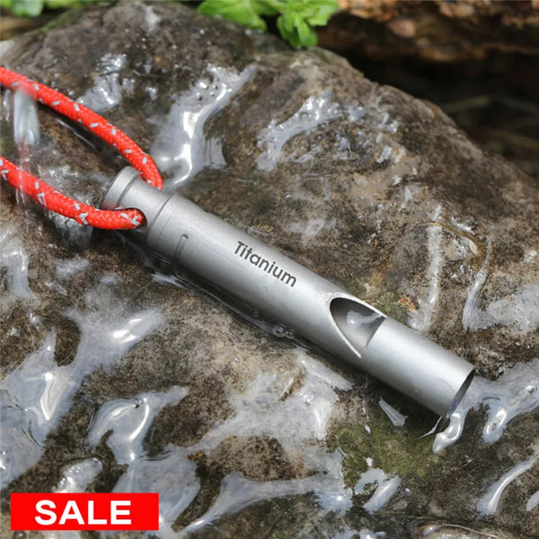 Outdoor EDC Loud Titanium Whistle with Cord Emergency Hiking Camping Whistle Outdoor Survival Tools Camping Hiking Exploring