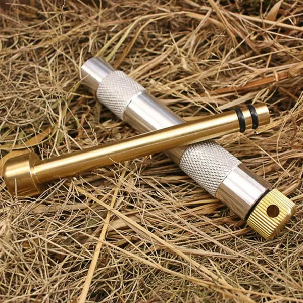 Brass Metal Fire Piston with Char Cloth-Campers / Survival / Preppers Outdoor Emergency Fire Tube Camping Survival Outdoor Tools