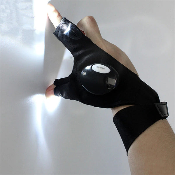 Fingerless Outdoor LED Glove With Flashlight Torch Cover Rescue Survival Tool Camping  Working Repairing Night Fishing Glove