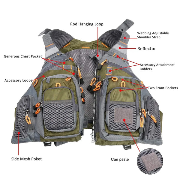 Owlwin life vest life jacket fishing outdoor sport flying  men respiratory jacket safety vest survival utility vest