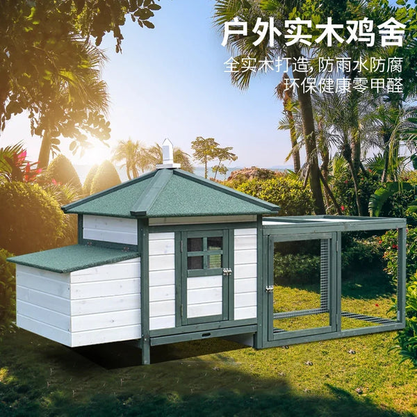 Outdoor Solid Wood Chicken Coop Chicken Nest Rabbit Coop Pigeon Coop Dog Cat Pet House Balcony Garden Garden Villa Green