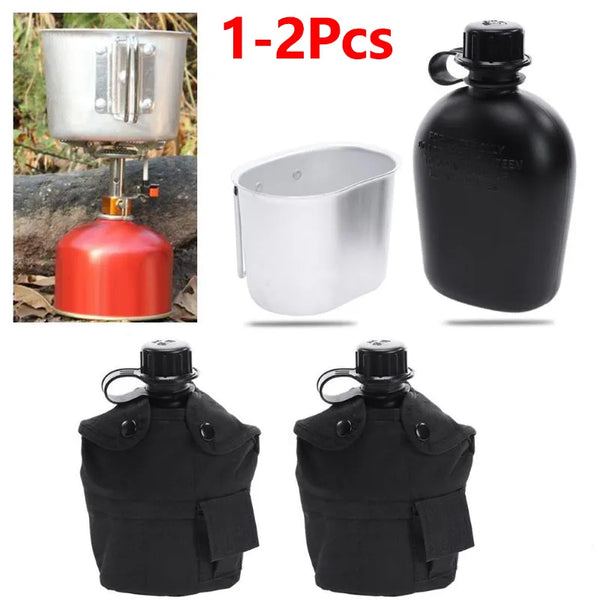 Hot Heavy Cover Army Water Bottle Aluminum Cooking Cup US 1L Military Canteen Camping Hiking Survival Kettle Outdoor Tableware