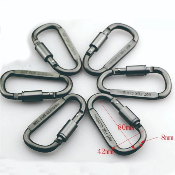 Tactical D Keychain Shape Hook Buckle Clip Climbing Army Carabiner Hanging fit Outdoor Silver camping survival edc