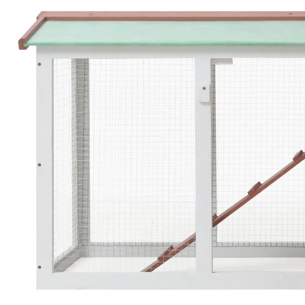 Outdoor Large Chicken coop Brown and White 57.1"x17.7"x33.5" Wood Easy to assemble Durable For outdoor backyard gardens