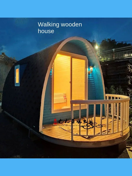 Custom-made mobile wooden house, people's hostel and small house, outdoor