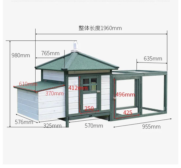 Outdoor Solid Wood Chicken Coop Chicken Nest Rabbit Coop Pigeon Coop Dog Cat Pet House Balcony Garden Garden Villa Green