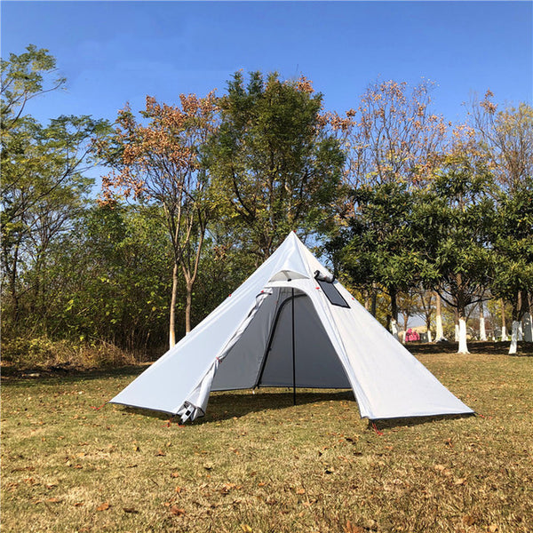 3-4 Person Ultralight Outdoor Camping Big Pyramid Tent Awnings Shelter With Chimney Hole For Bird Watching Cooking