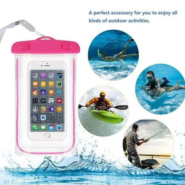 Summer Luminous Waterproof Pouch Swimming Gadget Beach Dry Bag Phone Case Cover Camping Skiing Holder For Cell Phone 3.5-6Inch