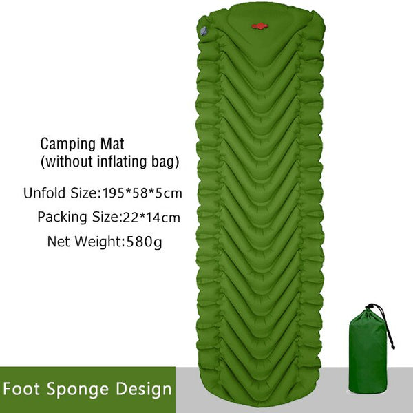 Zomake Foot Pressing Sponge Infalatable Air Camping Mattres Large  200*66cm Comfortable  Outdoor Sleeping Pad Hiking With TPU