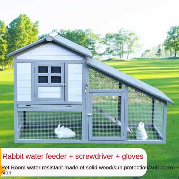 All Solid Wood Coarse Mesh Rabbit House Chicken Coop Chicken House Chicken House Rain and Sun Outdoor