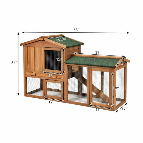 Wooden Rabbit Hutch Large Chicken Coop Weatherproof Indoor Outdoor Use PS7363