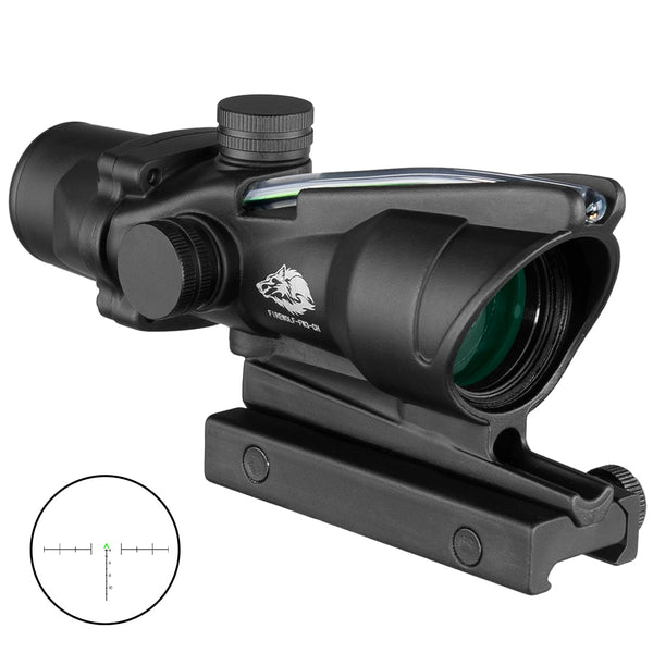 Fire Wolf  4X32 Tactical Rifle Scope Real Fiber Optics Green Red Dot Illuminated Etched Reticle hunting Optical Vision Rifle