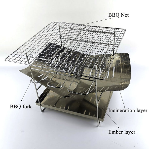 New Ultralight Stainless Steel Folding Incense Rack Portable Camping Barbecue Grill Incinerator Firewood Stove Outdoor Tools
