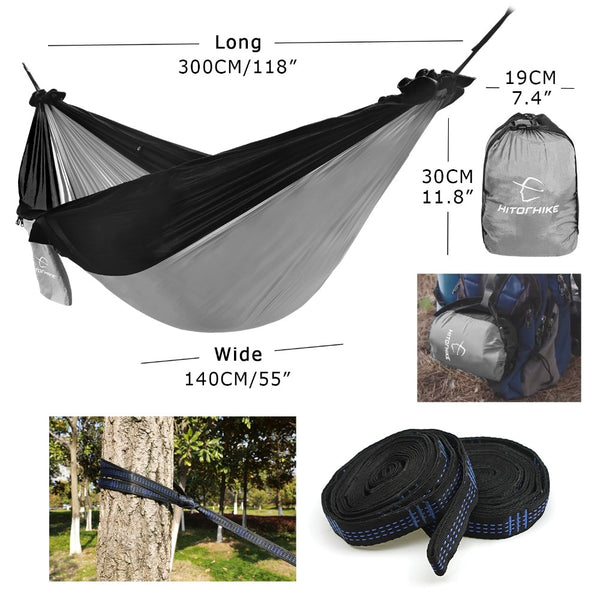 Hitorhike 1-2 Person Outdoor Mosquito Net Parachute Hammock Camping Hanging Sleeping Bed Swing Portable Double Chair Hammock