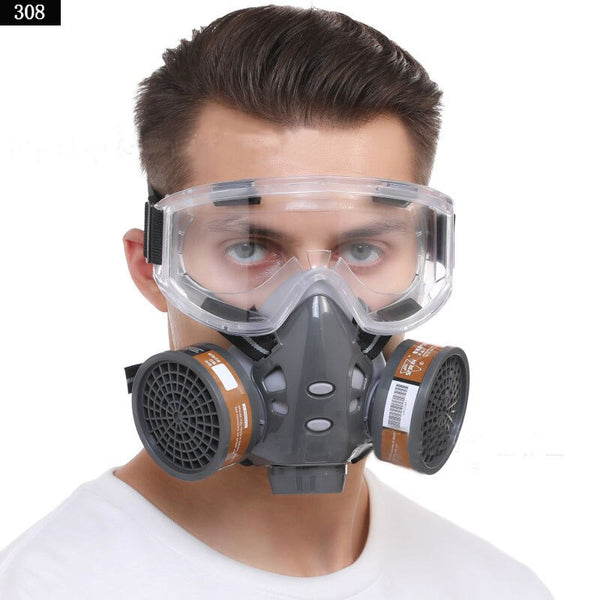 Full Face Gas Mask With Glasses Safety Spray Paint Chemical Pesticide Decoration Formaldehyde  Anti-Dust With Filter Respirator