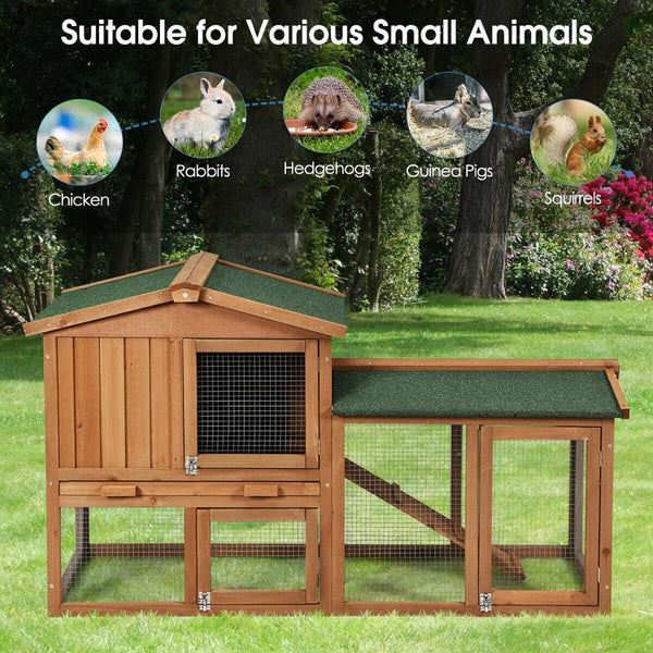 Wooden Rabbit Hutch Large Chicken Coop Weatherproof Indoor Outdoor Use PS7363