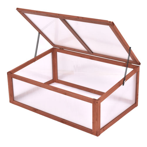 Costway Garden Portable Wooden Green House Cold Frame Raised Plants Bed Protection GT3567