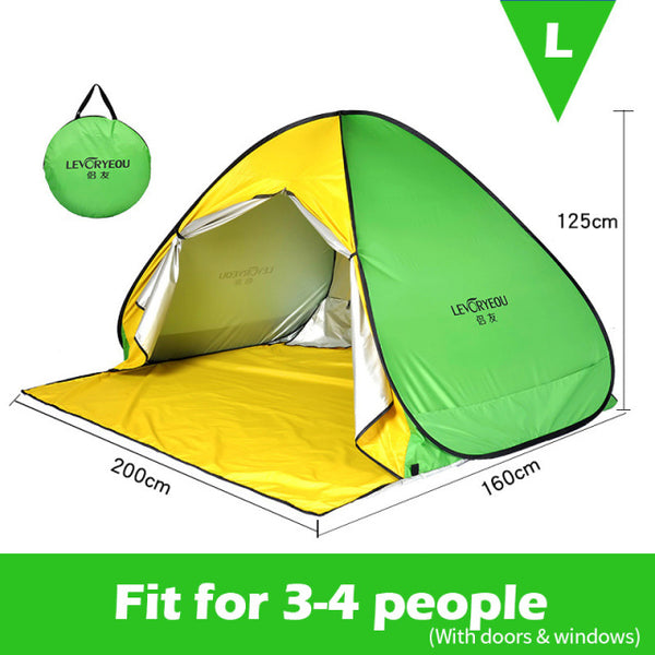 Outdoor Automatic Tent Instant Pop up Camping Tent Portable Travel Beach Tent Anti UV Shelter Fishing Hiking Picnic Silver X88B