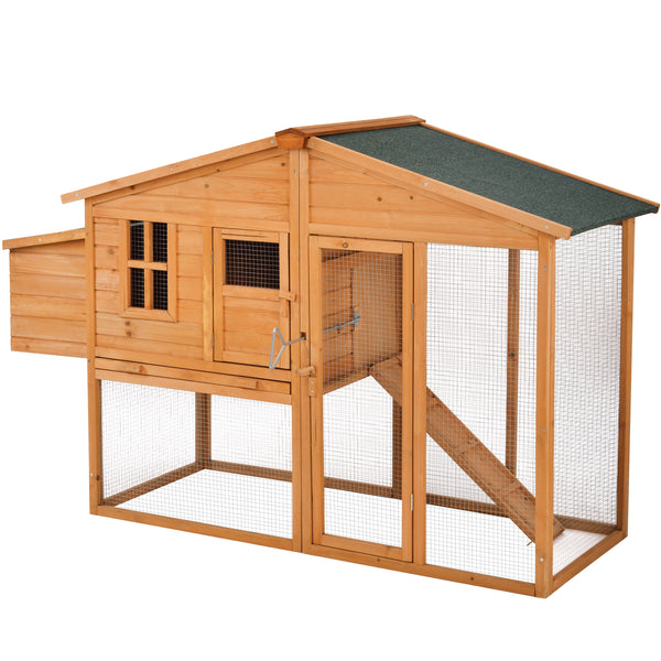 Two Colors 73.6 ”Large Wooden Chicken Coop Small Animal House Rabbit Hutch with Tray and Ramp