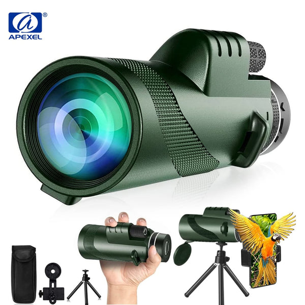 APEXEL High Power 80X100 Monocular Telescope Long Range Zoom BAK4 Prism With Tripod Phone Clip For Outdoor Camping Hunting Scope