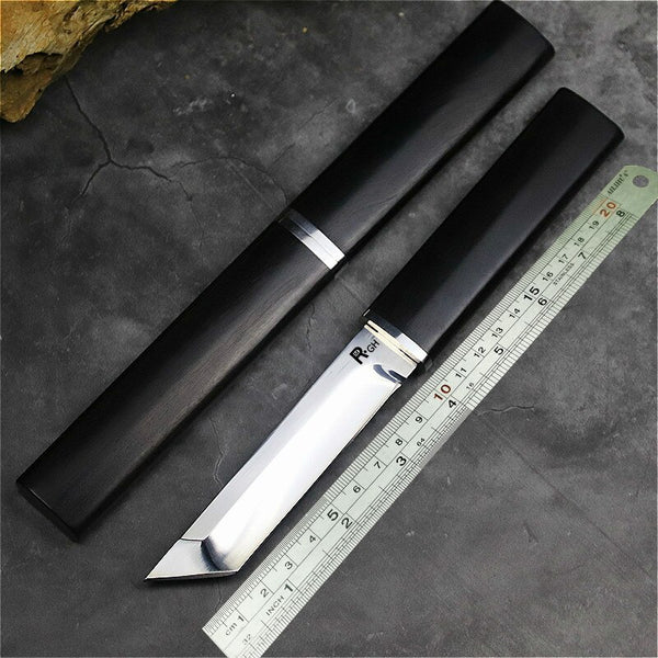 Ebony Japanese samurai sharp D2 steel straight knife, camping straight knife jungle hunting tactical knife, collection knife