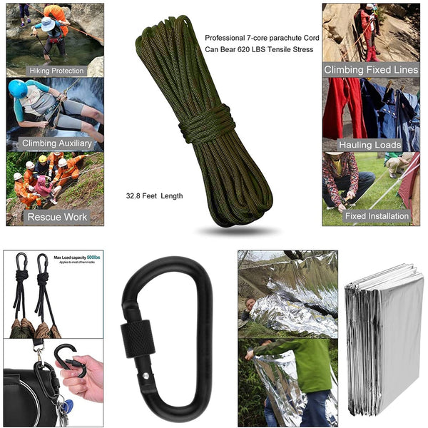 New 15 IN 1 Survival Kit Set Camping Travel Multifunction Tactical Defense Equipment First Aid SOS Wilderness Adventure