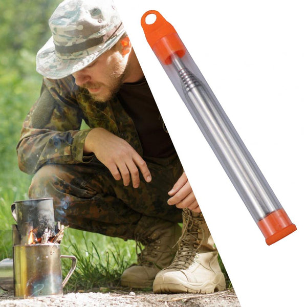 Blow Fire Tube Mouth Blowpipe Collapsible Pocket Size Stainless Steel Fire Bellows Pipe Campfire Tool Camping Survival Gear