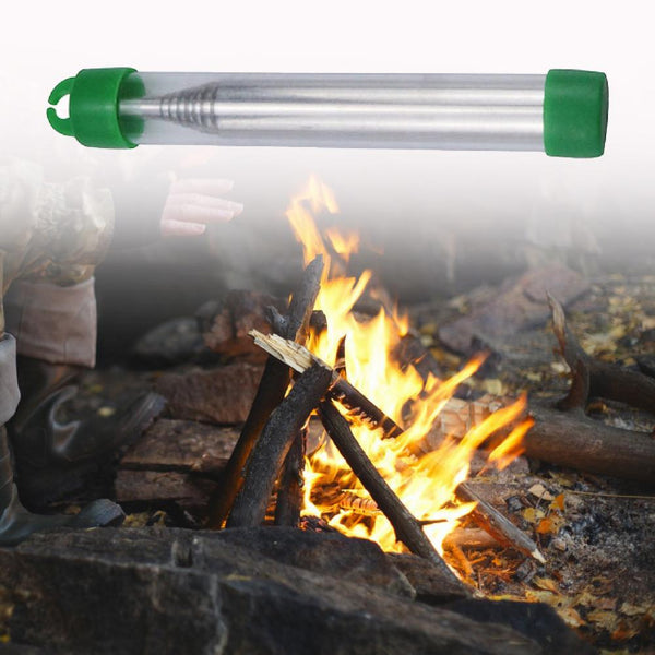 Blow Fire Tube Mouth Blowpipe Collapsible Pocket Size Stainless Steel Fire Bellows Pipe Campfire Tool Camping Survival Gear