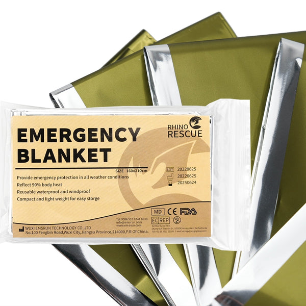 Rhino Rescue 210*160cm Emergency Survival Blanket Outdoor First Aid Thermal Warm Heat Space Foil Siliver