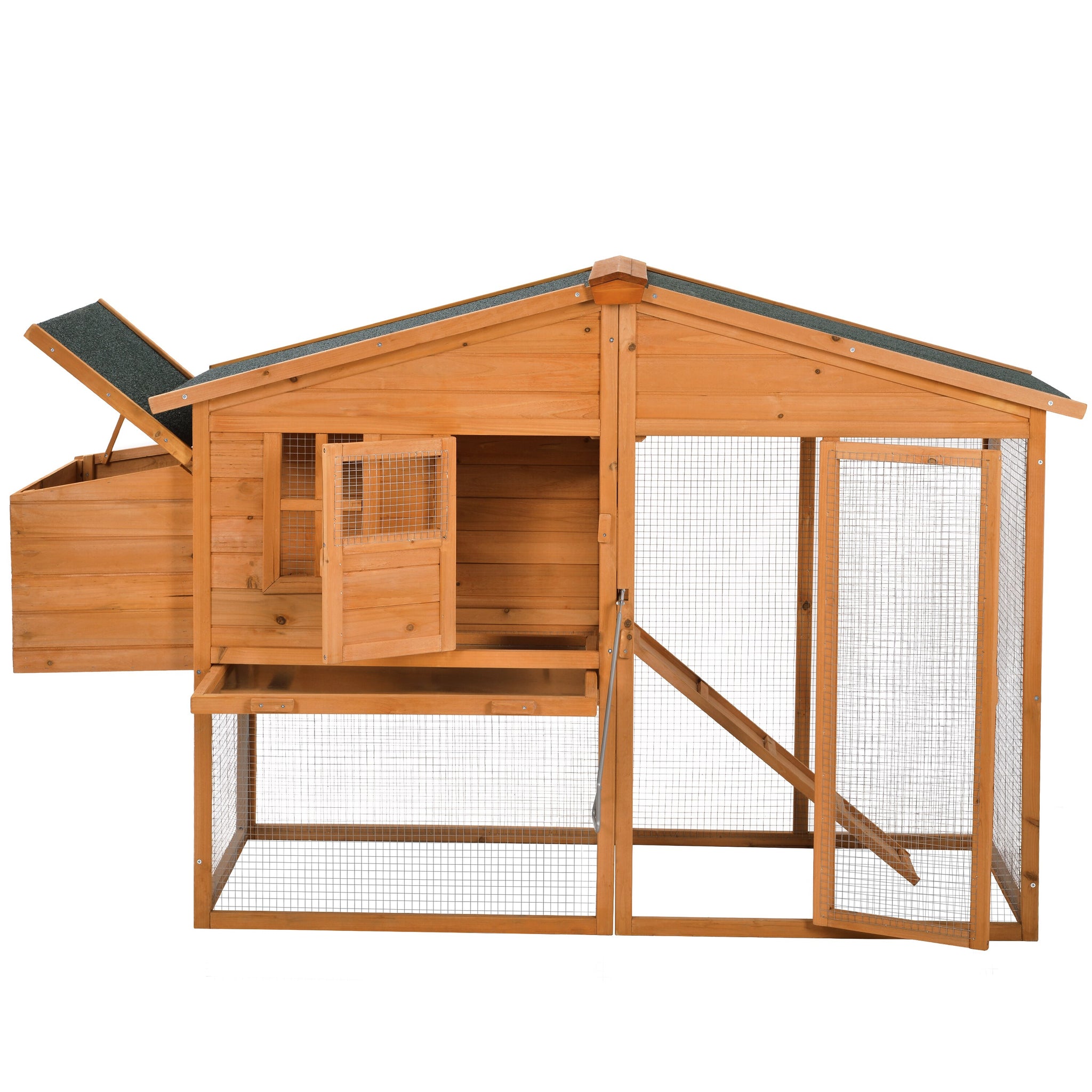Two Colors 73.6 ”Large Wooden Chicken Coop Small Animal House Rabbit Hutch with Tray and Ramp