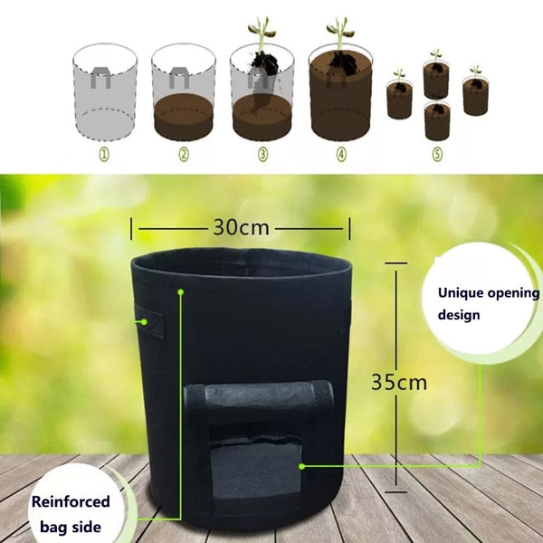 3 Size Felt Plant Grow Bags Nonwoven Fabric Garden Potato Pot Greenhouse Vegetable Growing Bags Moisturizing Vertical Tools