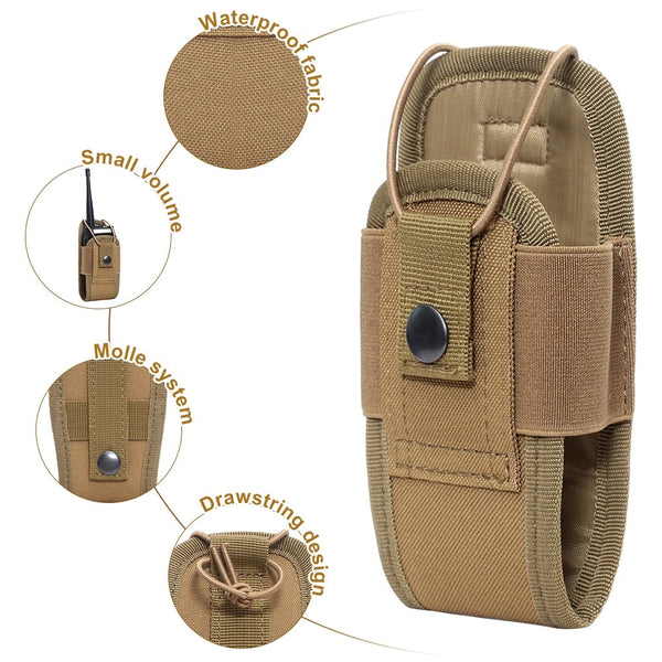 Tactical Molle Radio Walkie Talkie Pouch Waist Bag Holder Pocket Portable Interphone Holster Carry Bag for Hunting Climbing