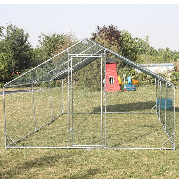 Large Metal Chicken Coop Walk-in Poultry Cage Hen Run House Rabbits Habitat Cage Spire Shaped Coop with Waterproof