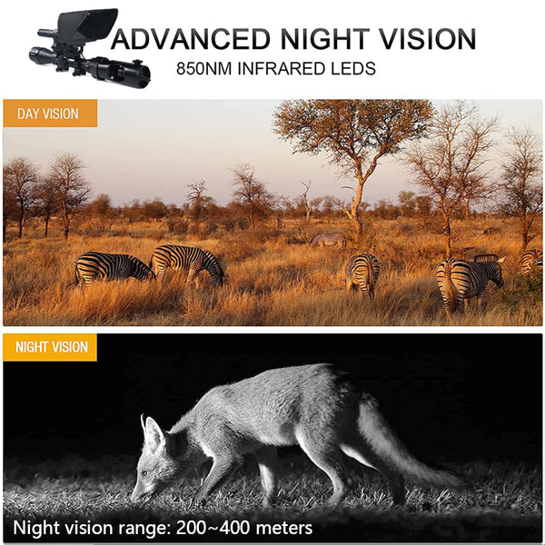 Hunting Riflescope Night Vision IR Optics Sight Scope Camera with 850nm Infrared LED Display Tactical DIY Night Vision Device