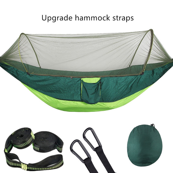 2022 Camping Hammock with Mosquito Net Pop-Up Light Portable Outdoor Parachute Hammocks Swing Sleeping Hammock Camping Stuff