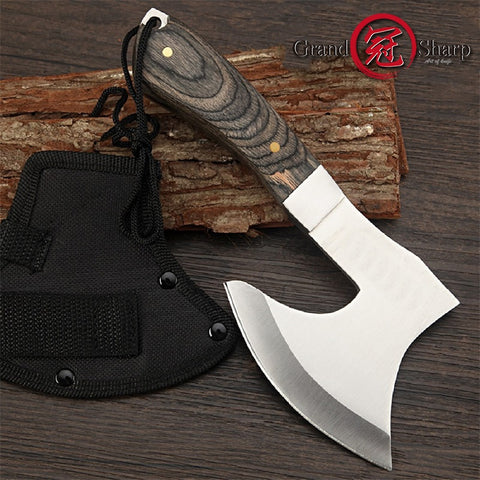 Survival Hunting Tomahawk Axes Hatchet Camping Hand Fire Stainless Steel Axe Boning Knife for Chopping Meat Bones GRANDSHARP - Sekhmet of Survival