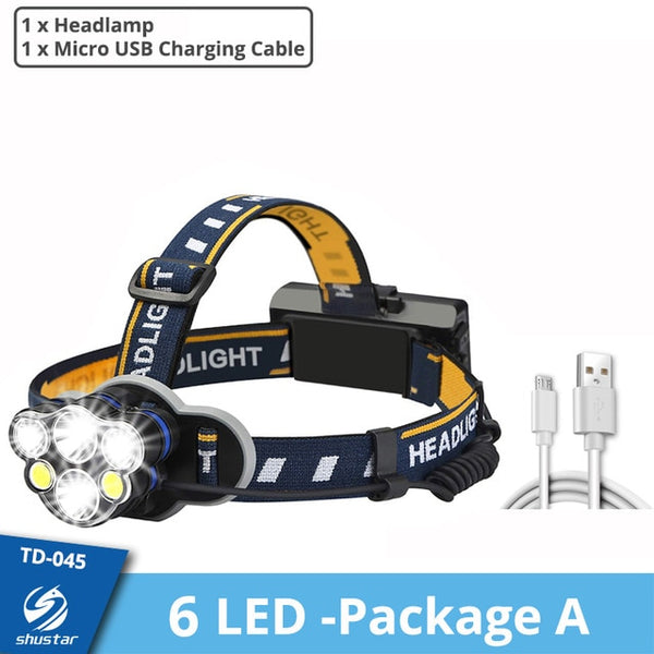 Super bright LED Headlamp With 8*LED Bulbs 5000 lumen Waterproof Outdoor LED Headlight Lightweight materials Comfortable to wear - Sekhmet of Survival