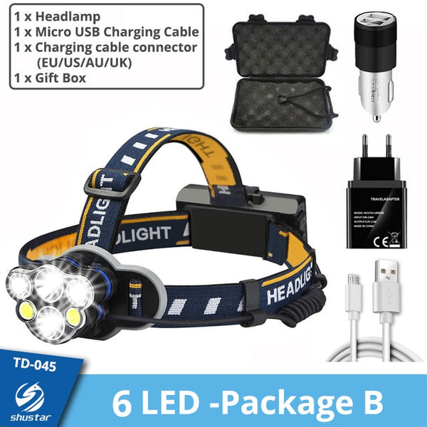 Super bright LED Headlamp With 8*LED Bulbs 5000 lumen Waterproof Outdoor LED Headlight Lightweight materials Comfortable to wear - Sekhmet of Survival