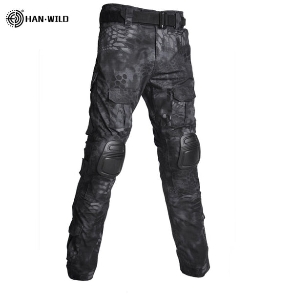 HAN WILD Military Uniform Tactical Combat Shirt Camouflage Hunting Pants Knee Pads