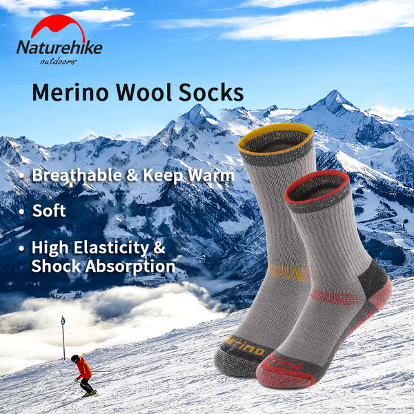Naturehike Outdoor Thickening Merino Wool Socks Winter Keep Warm Breathable Soft Hiking Climbing Football Men Women High Socks