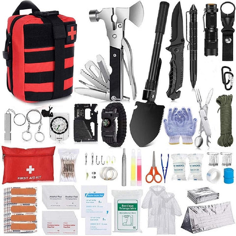 Survival Kit Professional Survival Gear 200 in 1 Emergency Tactical First Aid Kit Outdoor Trauma Bag