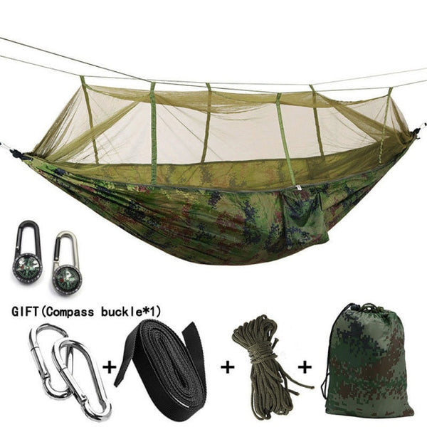 Camping/garden Hammock with Mosquito Net Outdoor Furniture 1-2 Person Portable Hanging Bed Strength Parachute Fabric Sleep Swing - Sekhmet of Survival