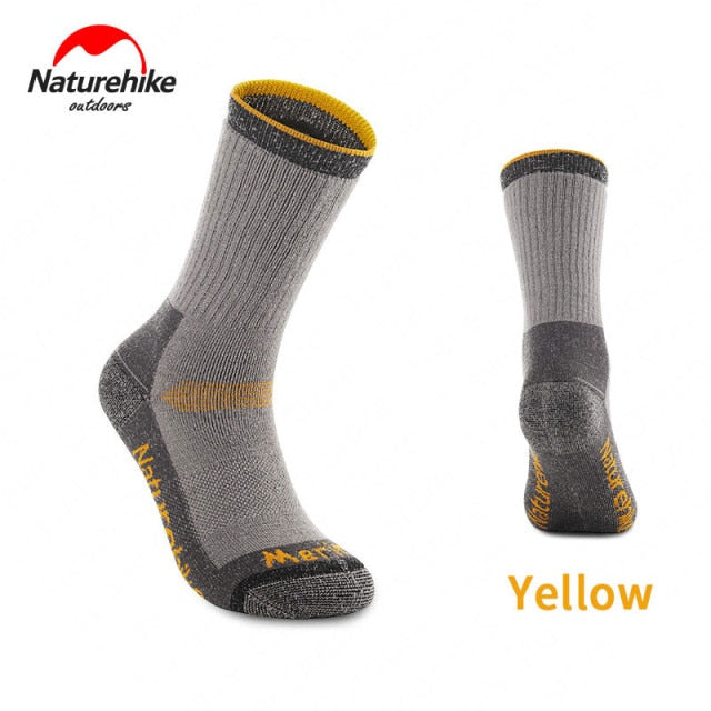 Naturehike Outdoor Thickening Merino Wool Socks Winter Keep Warm Breathable Soft Hiking Climbing Football Men Women High Socks