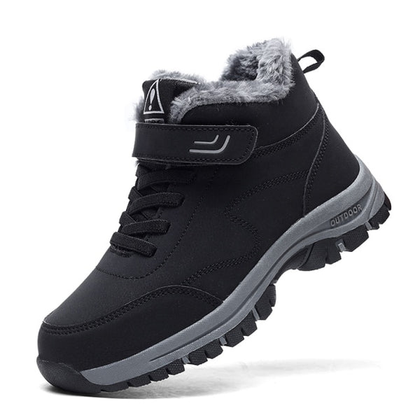 Winter Women Men Boots Plush Leather Waterproof Sneakers Climbing