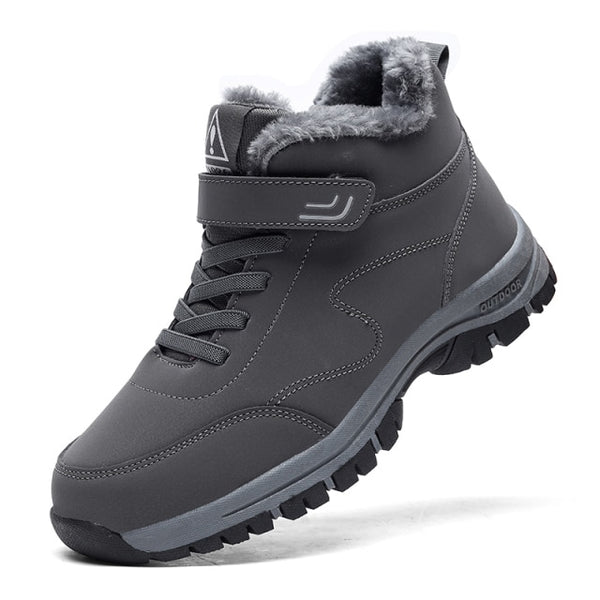 Winter Women Men Boots Plush Leather Waterproof Sneakers Climbing